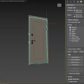 Modern Gray Swing Door With Black Handle And Metal Frame Design