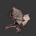 Fierce Red Pink Dragon Creature With Spread Wings And Intricate Spiked Details