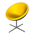 Yellow Round Padded Seat Leisure Chair With Modern Metal Cross Base Design