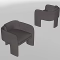Modern Gray Single Sofa Featuring Curved Armrests And Square Legs Design 3d model