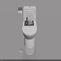 Modern White Toilet With Flat Door Seat And Wall Mounted Tissue Holder