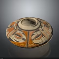 Round Open Top Ceramic Jar With Orange Black White Geometric Eye Like Patterns 3d model