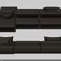 Modern Brown Sectional Sofa With Modular Design And Soft Decorative Pillows 3d model