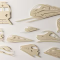 Various Train Shaped Wooden Wall Decor for Home Interior Decoration 3d model