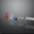 Colorful Modern Furniture Collection Featuring Red White Chairs Blue Stool And White Tables