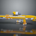 Futuristic Yellow White and Orange Sci-Fi Weapon With Modern Design Scope Straps and Grip