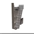 Modern Structural Frame With Concrete Wall And Metal Grid Pattern