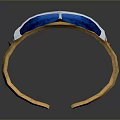 Golden Metallic Bracelet With Shiny Blue Decorative Surface Design 3d model