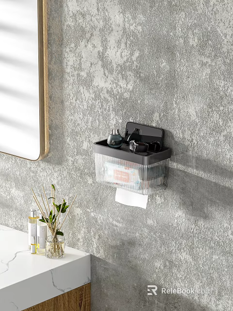 Bathroom Wall Mounted Cabinet Rack With Toothbrush Holder And Toilet Paper 3d model 