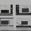 Elegant Modern TV Wall Design With Marble Panels And Storage Cabinets 3d model