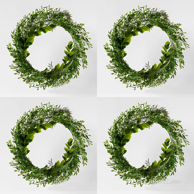 Natural Green Leaf Wreath Decorative Hanging Ornament For Home Interior Decoration 3d model 