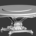 Ornate Round Dining Table With Wooden Top Gold Patterns And Black Carved Legs 3d model