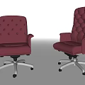 Red Tufted Upholstered Office Chairs With Armrests Five-Star Base And Rolling Wheels 3d model