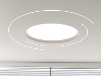 Modern Ceiling Design With Circular Light And Lines 3d model