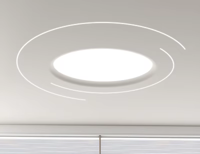 Modern Ceiling Design With Circular Light And Lines 3d model