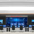 Command Control Room of Modern Monitoring Room 3d model