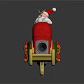 Red Christmas Sleigh with Santa Claus gold decorations bells and candy cane shaped pole