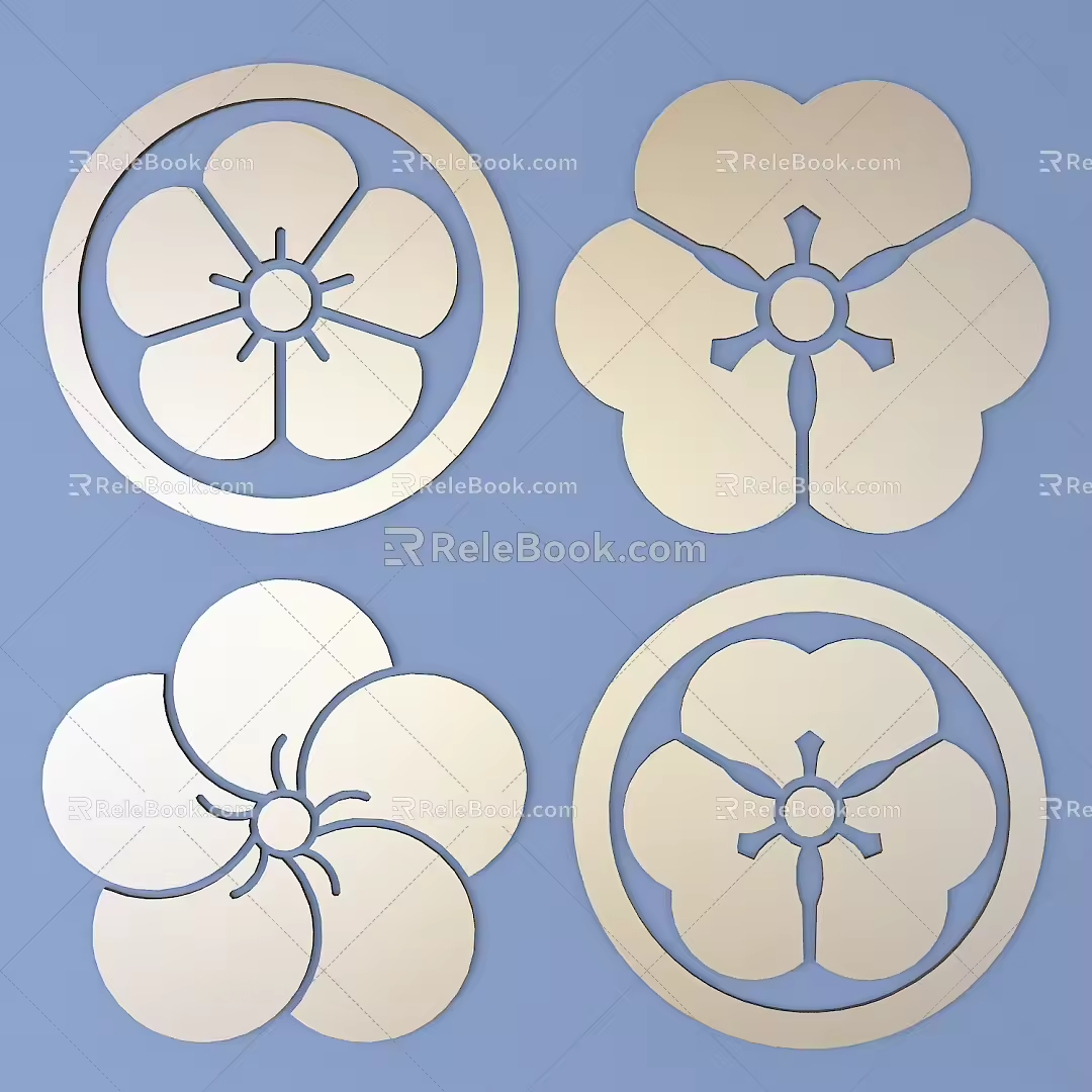 Japanese Style Carved Round Carved Traditional Pattern Carved Pattern 3d model