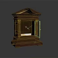 Classic Wooden Mantel Clock With Roman Numeral Face And Glass Door Design