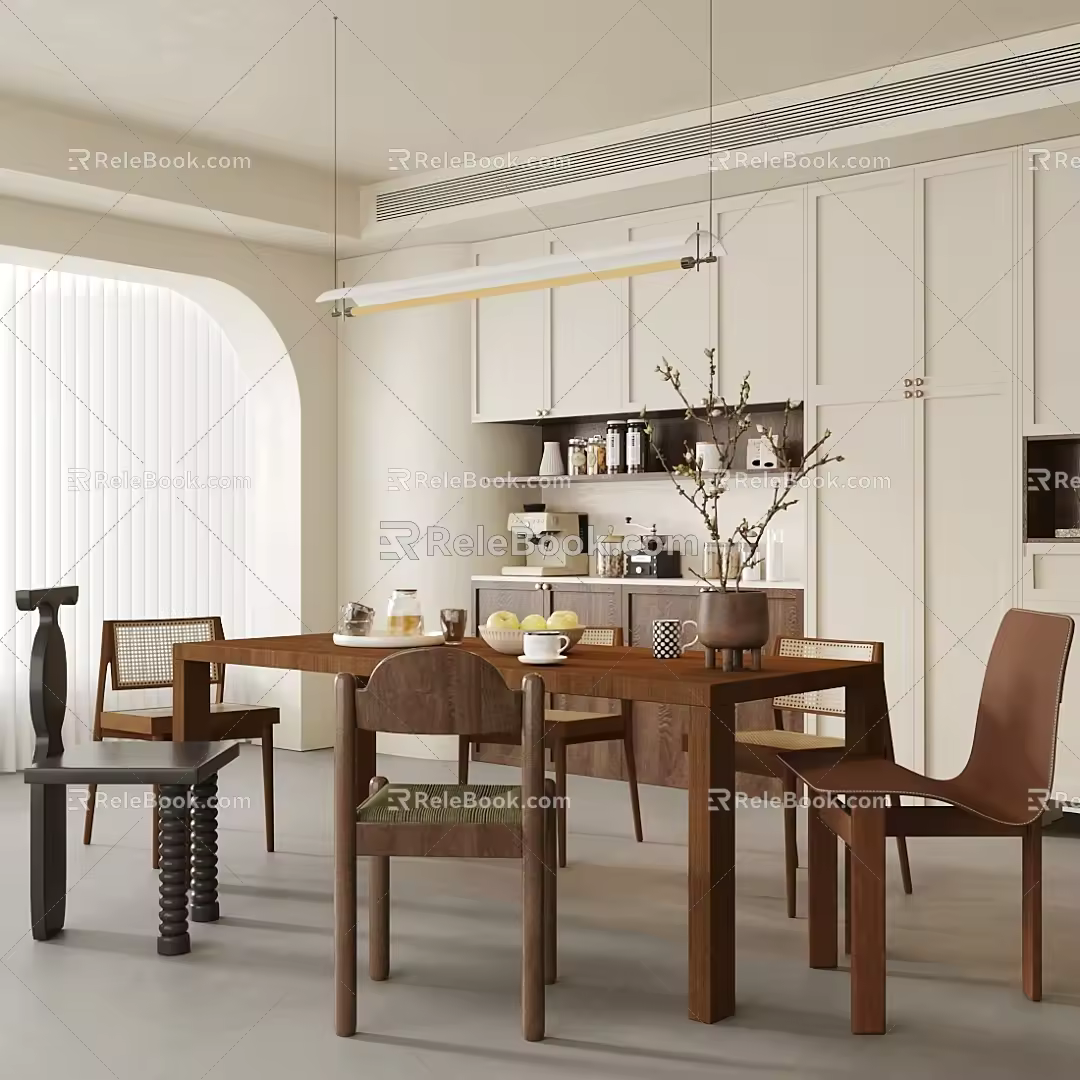 Middle Ancient Retro Home Restaurant Middle Ancient Style Restaurant Open Restaurant Retro Style Restaurant Middle Ancient Style Sideboard Middle Ancient Style Dining Table and Chair 3d model
