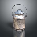 Vintage Metal Milk Can With Handle And TO 4.01 Label On Reflective Surface