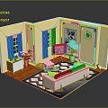 Cozy Living Room Interior With Yellow Walls Wooden Floor Geometric Rug White Sofa And Plants