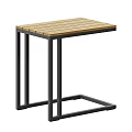 Modern Coffee Table With Wooden Top And Black Metal Frame Structure