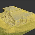 Detached Villa With Gray Roof Glass Covered Porch Green Lawn Flower Bushes And Driveway