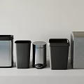 Modern Metal Trash Bins With Different Sizes And Lid Designs For Home Use