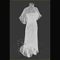 Elegant Feminine White Lace Long Dress Featuring Detachable Cape Detail