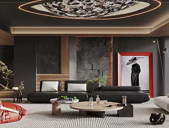 Dark Living Room Modern Living Room 3d model