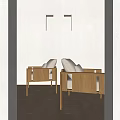 Modern Minimalist Leisure Chairs With Wooden Frame And Light Cushions In Neutral Interior Space