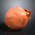 Fresh Orange Vegetable Onion Close Up View with Textured Skin on Dark Background
