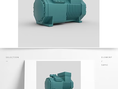 Teal Industrial Motor With Cooling Fins And Stable Base Structure 3d model