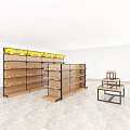 Modern Display Shelves with Wooden Layers and Metal Frames for Retail Store