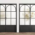 Stylish Black Arched Glass Doors in Modern Interior with Wooden Floor