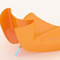 Stylish Orange Modern Leisure Chair With Curved Glossy Design And White Legs