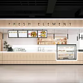 Fresh Element Mall Store Interior Featuring Wooden Counter Display Case And Menu Screens 3d model