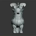 Ancient Bronze Horned Animal Shaped Artifact With Spiral Patterns And Ornate Design