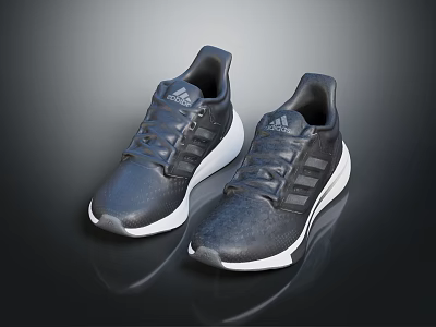 Adidas Sports Shoes With Dark Upper And White Sole Striped Design For Men 3d model