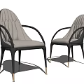 Modern Dining Chairs With Armrests Light Gray Fabric Black Legs Golden Base