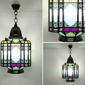 Colorful Stained Glass Chandelier With Black Metal Frame And Decorative Design For Elegant Lighting