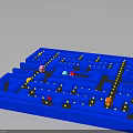 Colorful Balls Moving Through Blue Maze With Yellow Dots And Paths