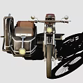 Vintage Motorcycle With Sidecar Brown Seat Classic Headlight And Metallic Body Design