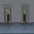 Classical Swing Door Design With Stone Columns And Arched Top Details