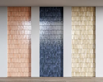 Colorful Linear Tiles Display In Three Columns 3d model