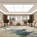 Luxurious New Chinese Style Meeting Room With Exquisite Landscape Artworks And Comfortable Reception Sofa Sets
