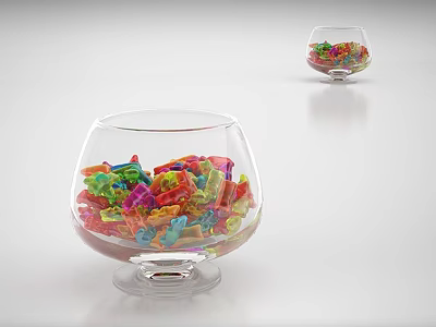 Colorful Decorative Ornament Sets in Transparent Glass Bowls for Home Decor 3d model