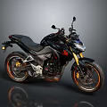 Modern Sporty Motorcycle With Black Body Orange Accents And Sleek Alloy Wheels