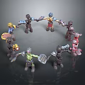 Colorful Toy Characters And Creatures Holding Hands In Circle Formation